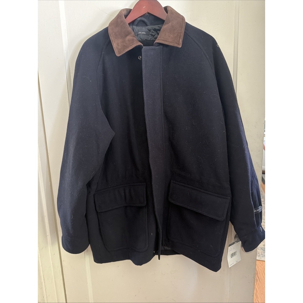 Claiborne 100% Wool Full-Zip Jacket Men's LARGE Navy Blue Outerwear NWT